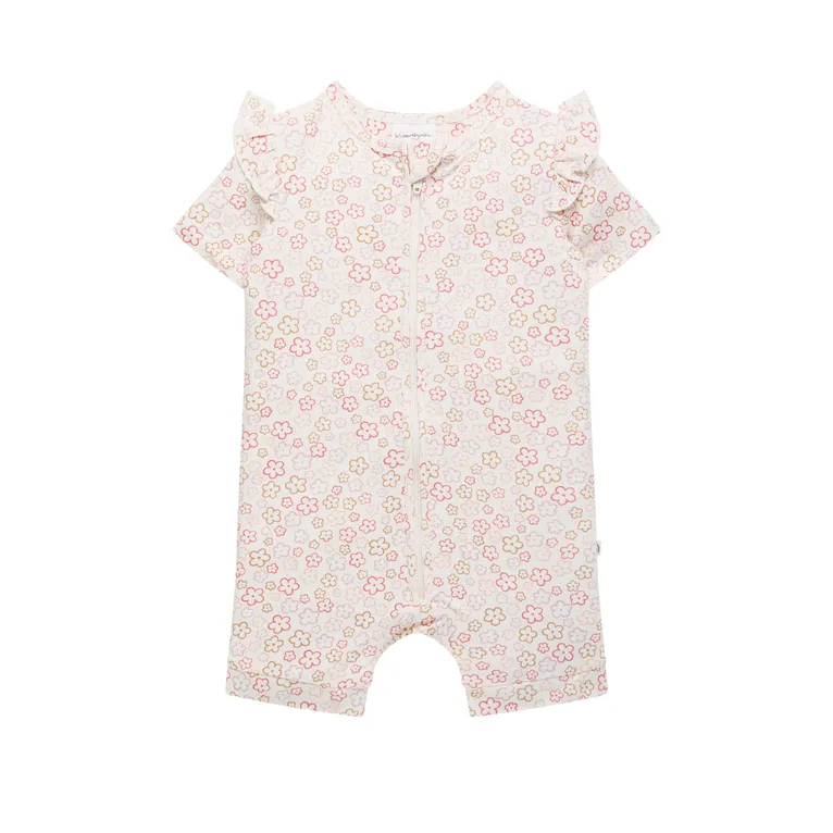 Kynd Baby Day Or Night Short Sleeve Frill Onesie Spring Blossom