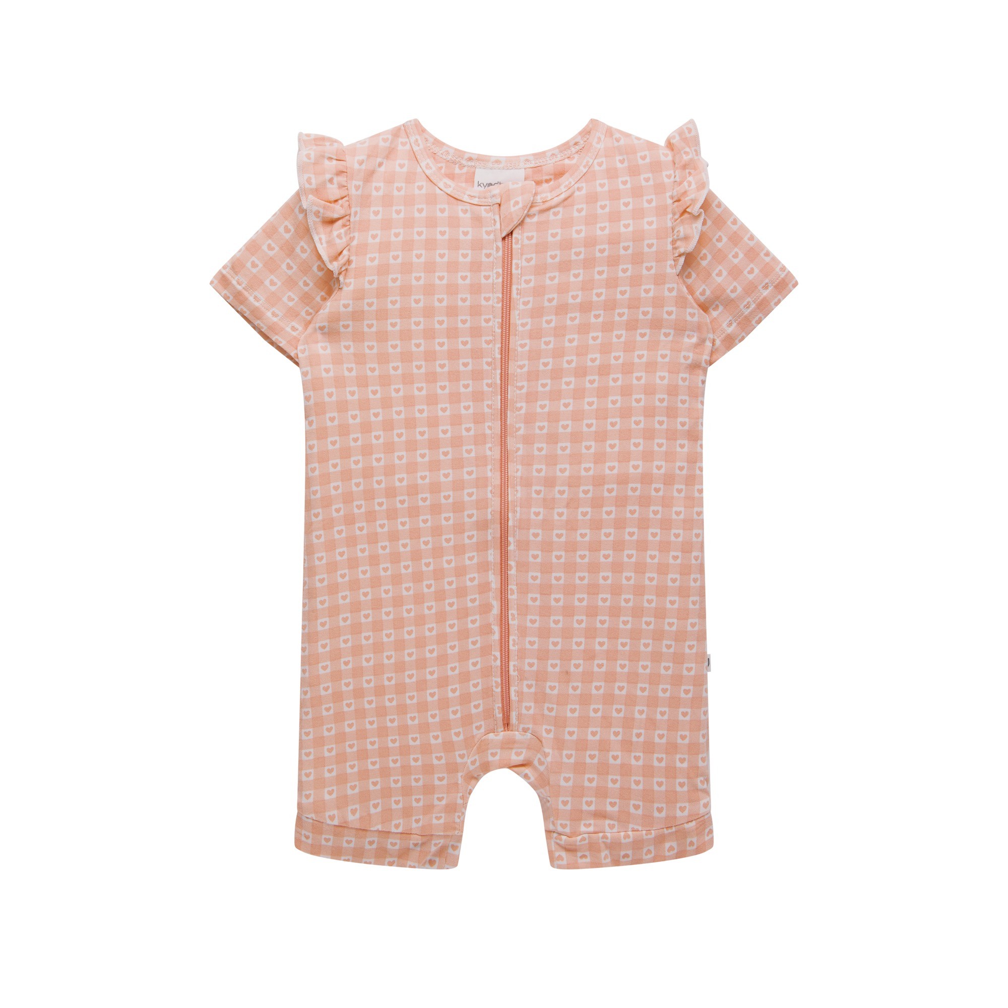 Kynd Baby Day Or Night Short Sleeve Frill Onesie Heart Gingham Size 0