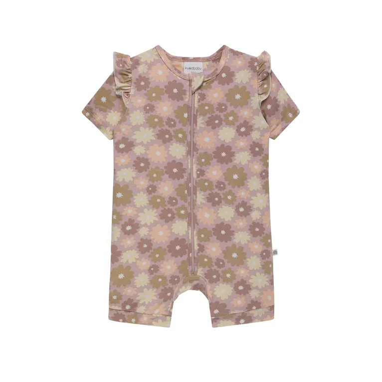Kynd Baby Day Or Night Short Sleeve Frill Onesie Bold Floral