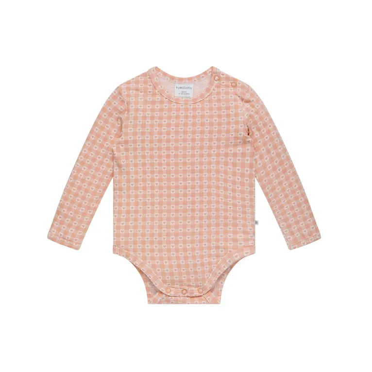 Kynd Baby Long Sleeve Comfy Bodysuit Heart Gingham