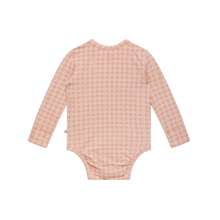 Kynd Baby Long Sleeve Comfy Bodysuit Heart Gingham