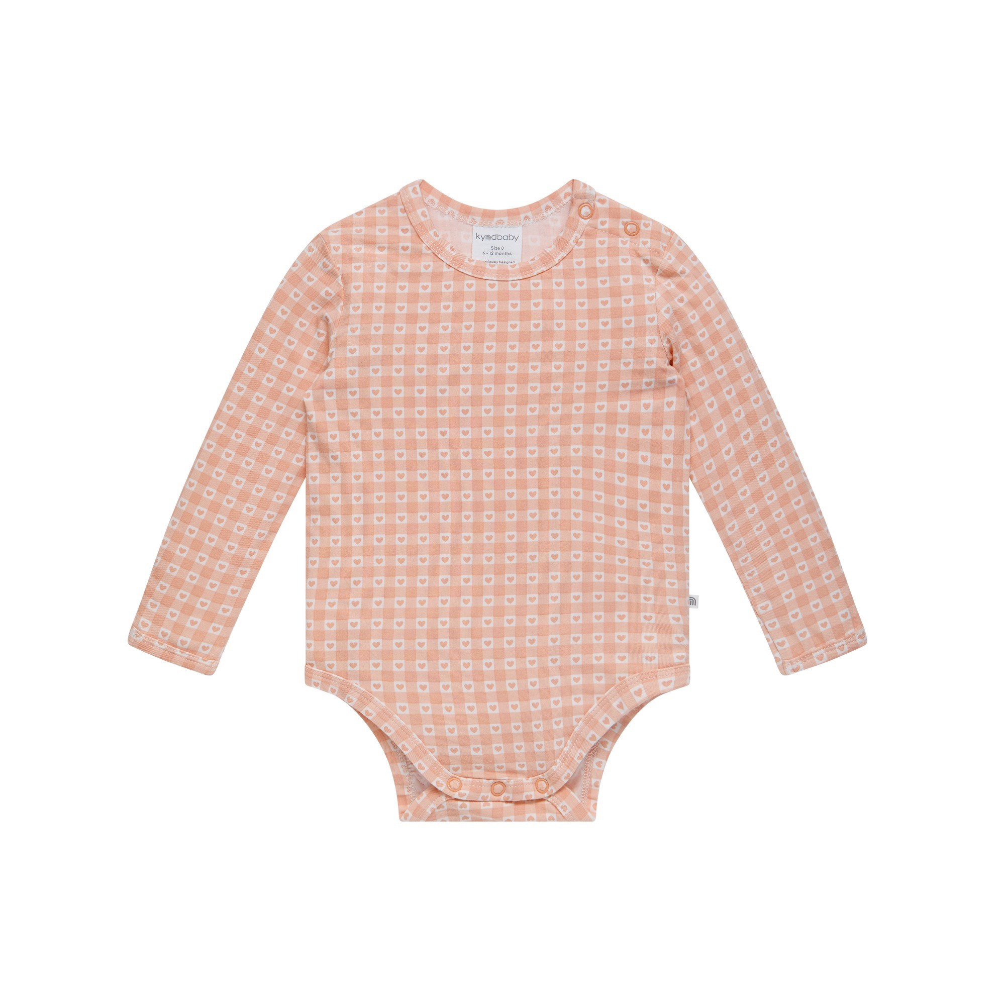 Kynd Baby Long Sleeve Comfy Bodysuit Heart Gingham Size 00