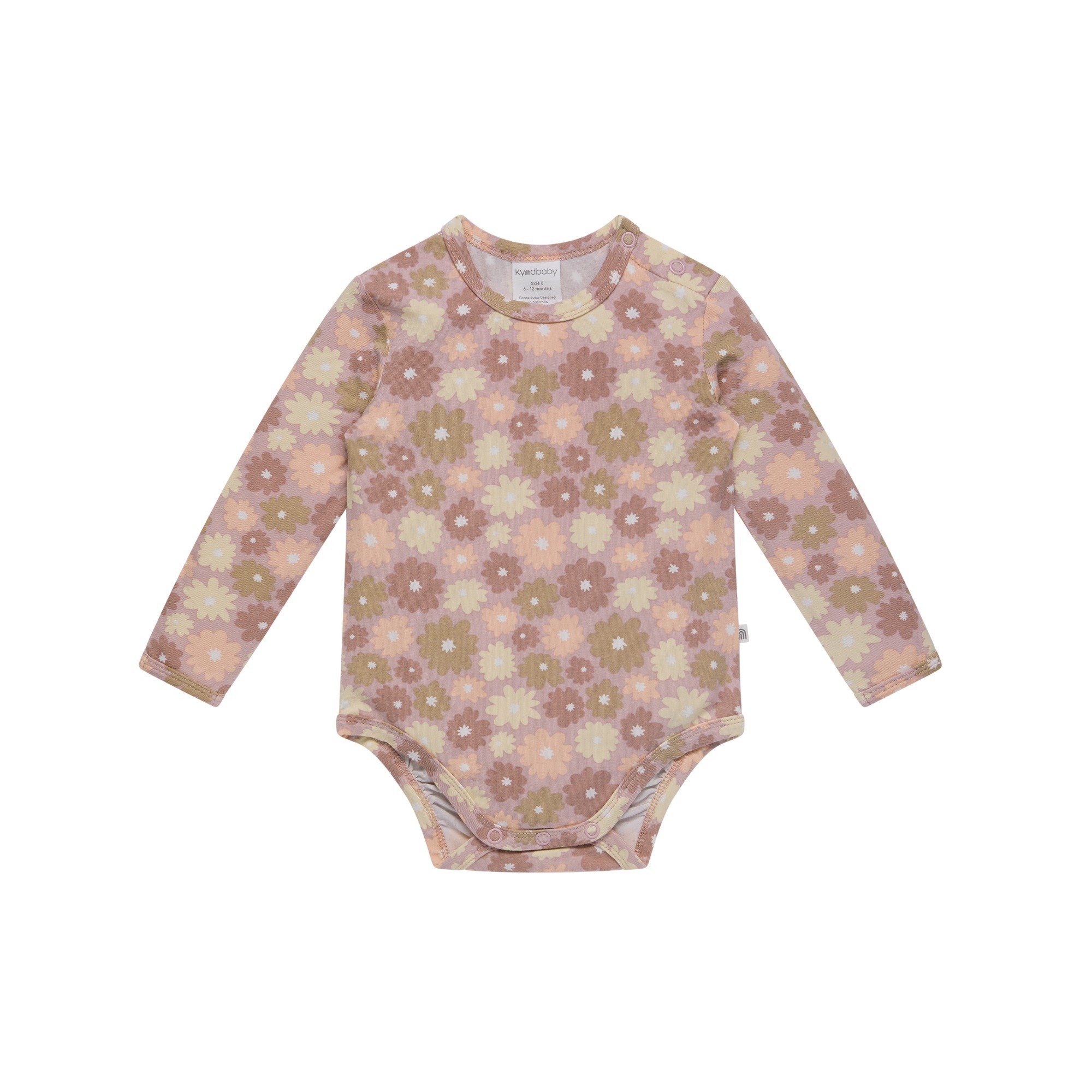 Kynd Baby Long Sleeve Comfy Bodysuit Bold Floral Size 00