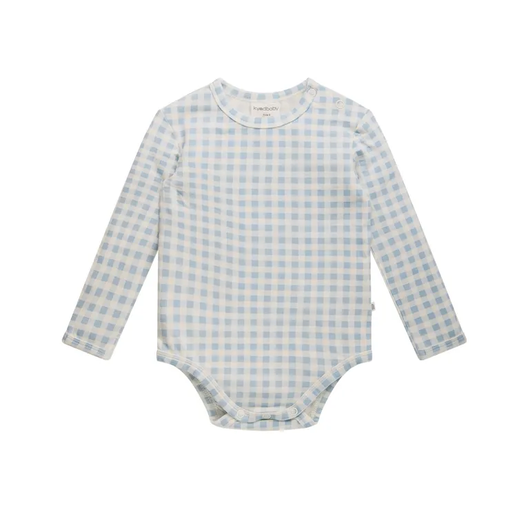 Kynd Baby Long Sleeve Comfy Bodysuit Blue Gingham