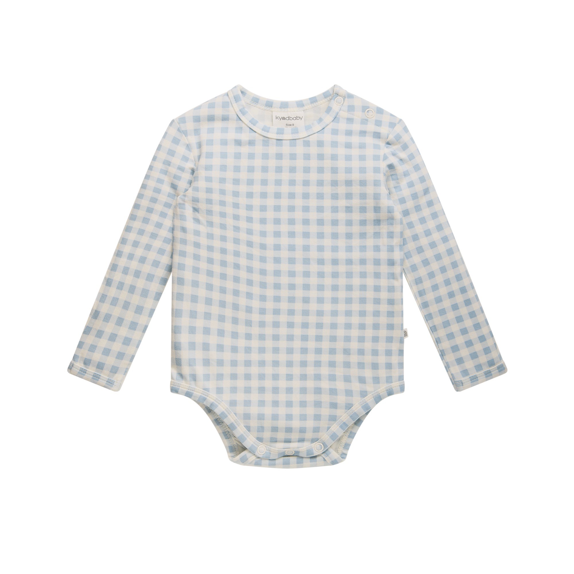 Kynd Baby Long Sleeve Comfy Bodysuit Blue Gingham Size 00