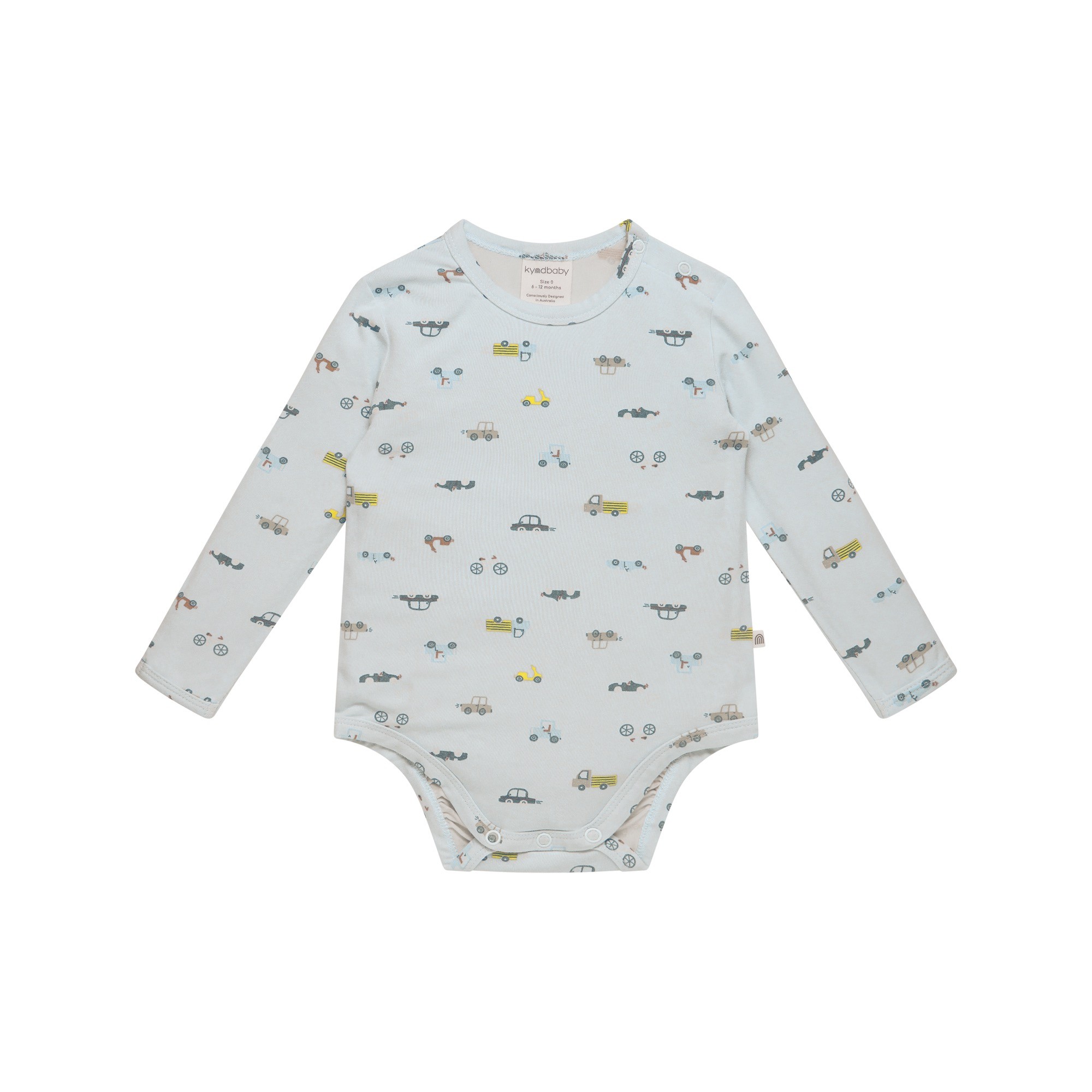 Kynd Baby Long Sleeve Comfy Bodysuit Blue Haze Cars Size 00