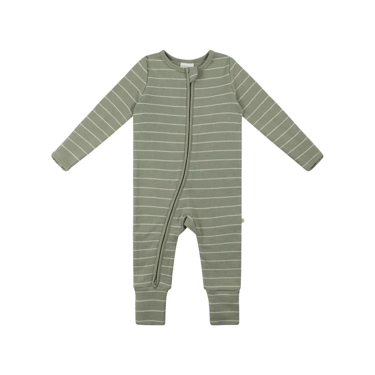 Kynd Baby Organic Cotton Waffe Onesie Sage Stripe