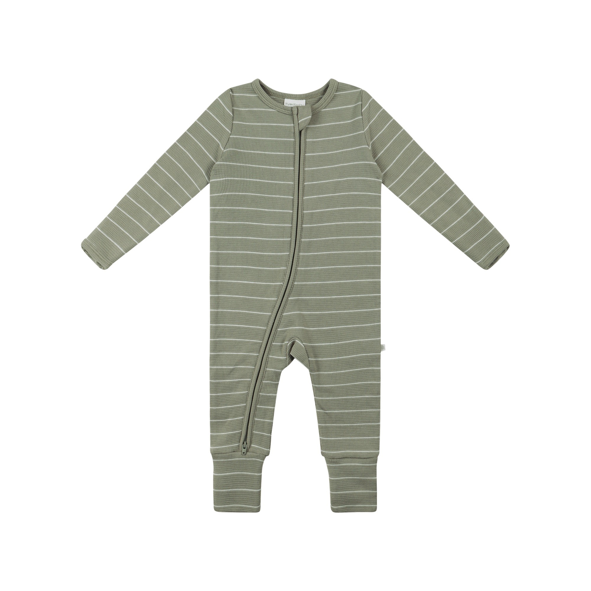 Kynd Baby Organic Cotton Waffe Onesie Sage Stripe Size 1