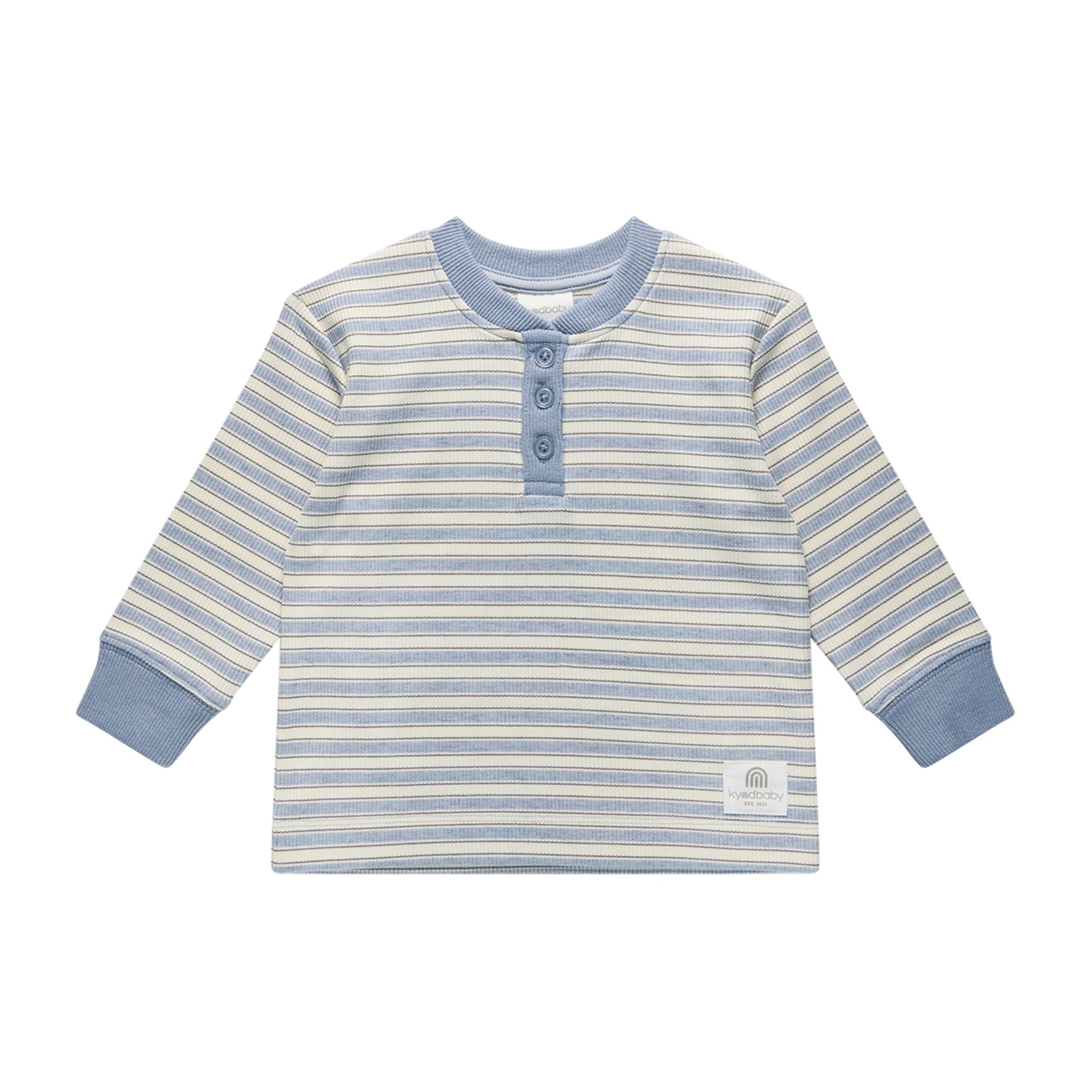 Kynd Baby Henley Top Sky Blue Stripe Size 0