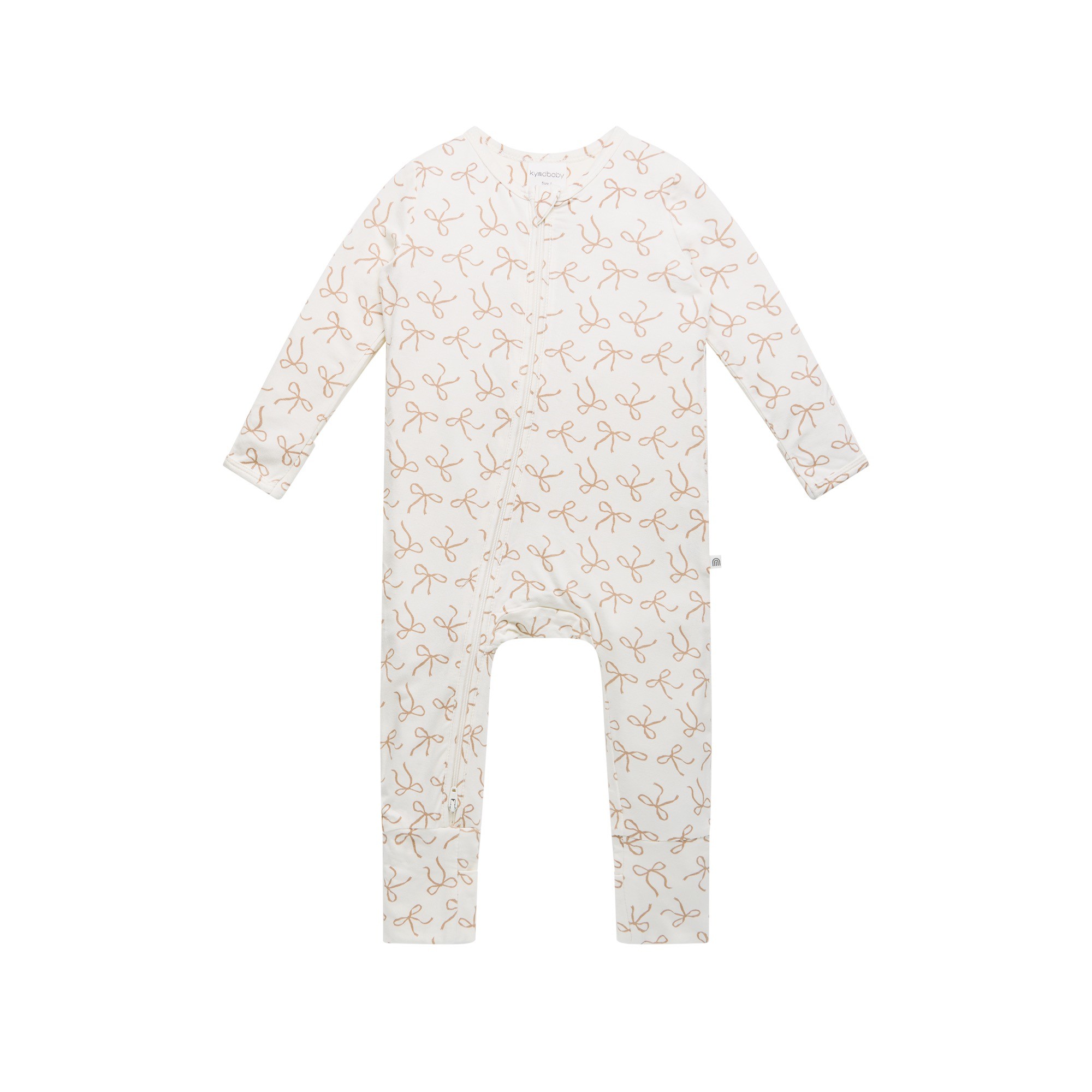 Kynd Baby Day Or Night Onesie Ivory Bow Size 00
