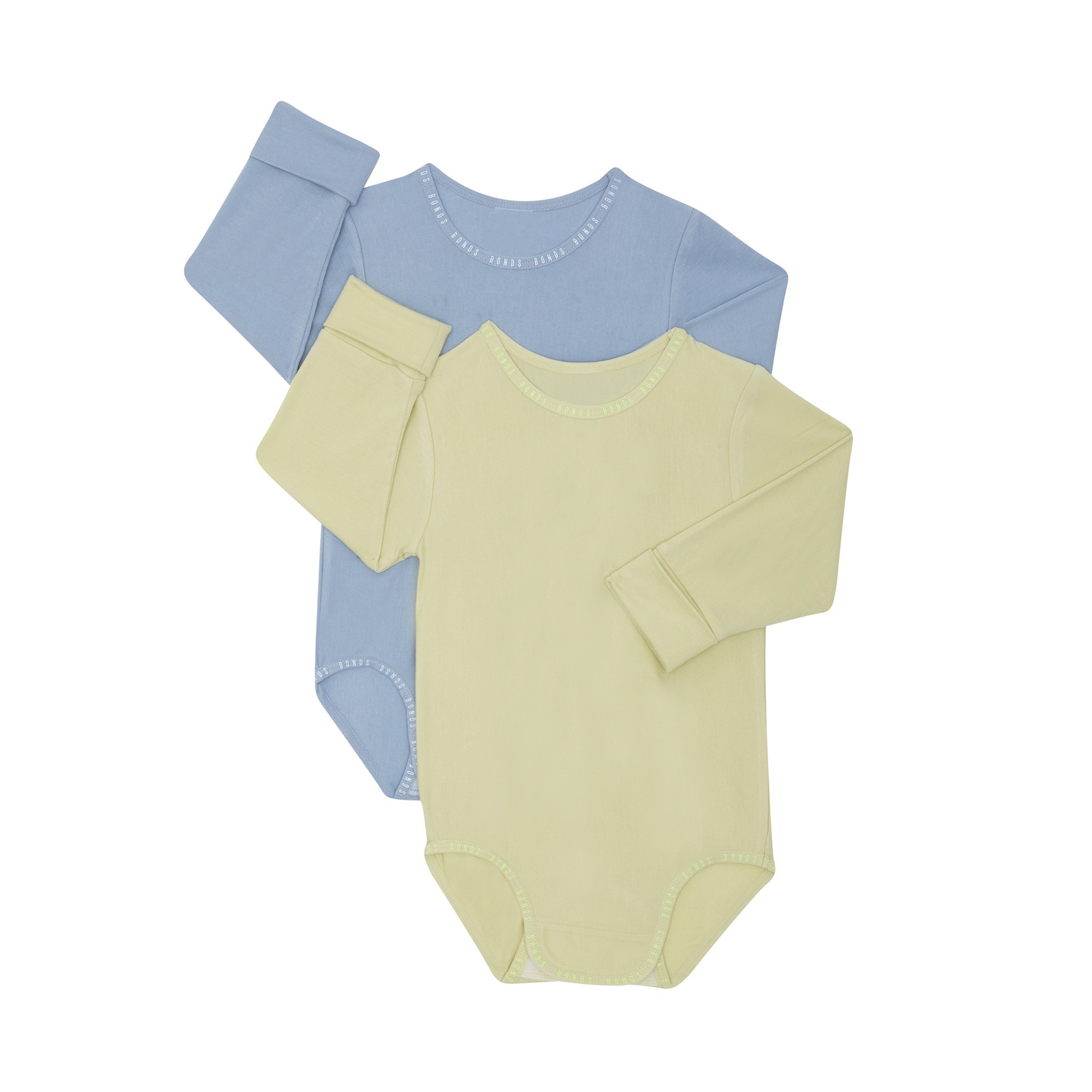 Bonds Wondergrow Long Sleeve Bodysuit 2pack Maybe Matcha Solstice 1-2 KHA