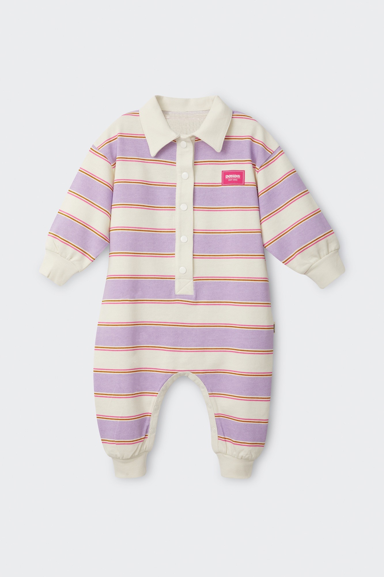 Bonds Onesie Retro Rugby Stripe Violet Rules Size 2
