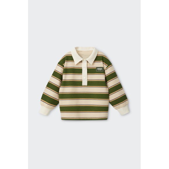 Bonds Pullover Retro Rugby Stripe Forest Moss