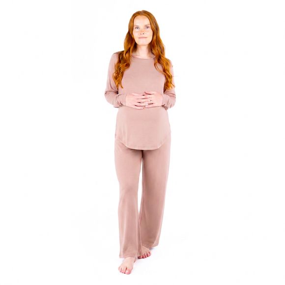 Blossom & Bloom Lottie Long Sleeve Pyjamas 2 Piece Set Pale Mauve