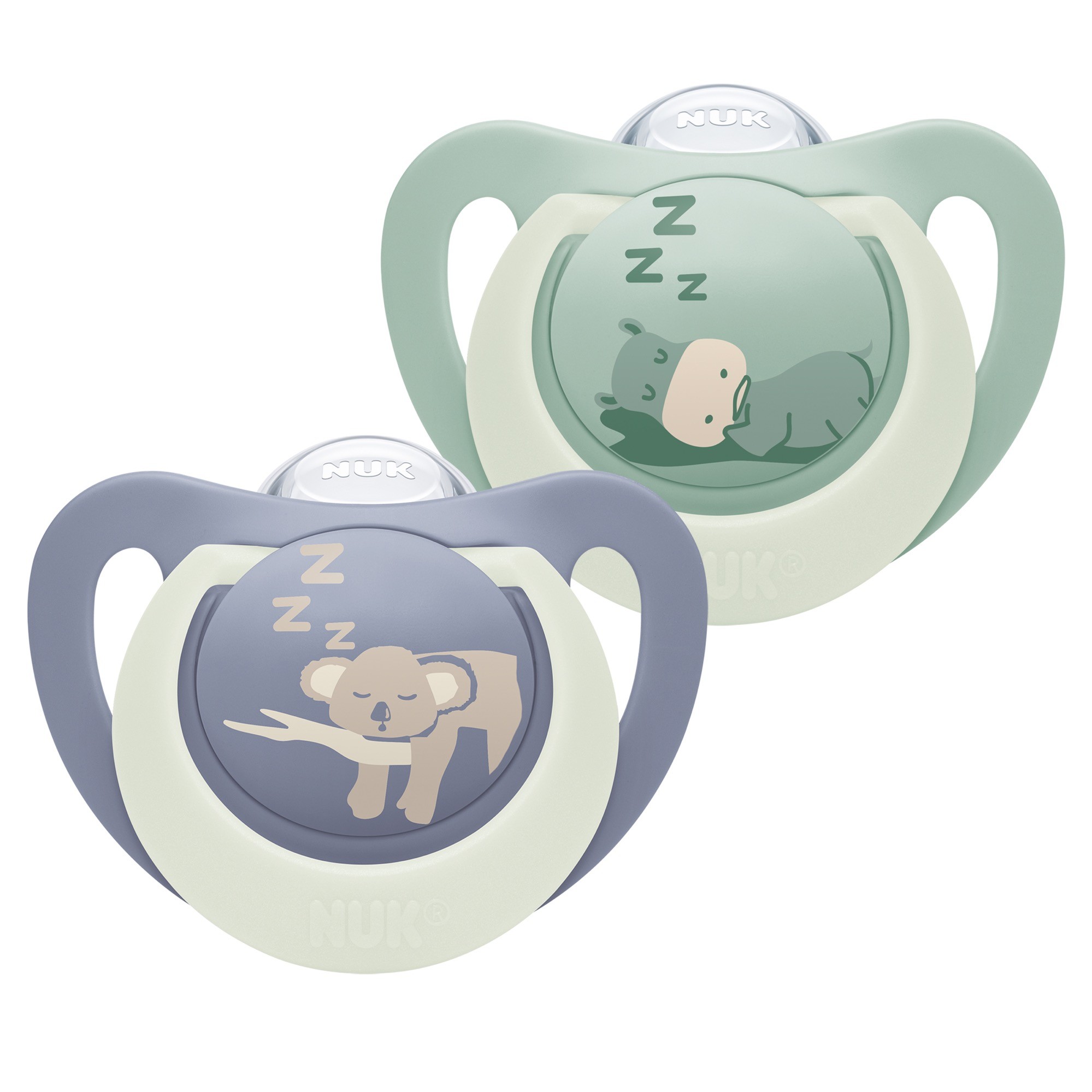 Nuk First ChoGrey Night Soother Hippo/Koala 0-6 Months