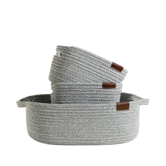 Living Textiles Cotton Rope Storage Set 3 Piece Sage