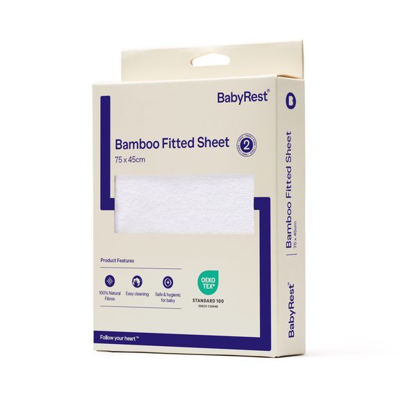 BabyRest Bassinet Fitted Sheet 2 Pack White