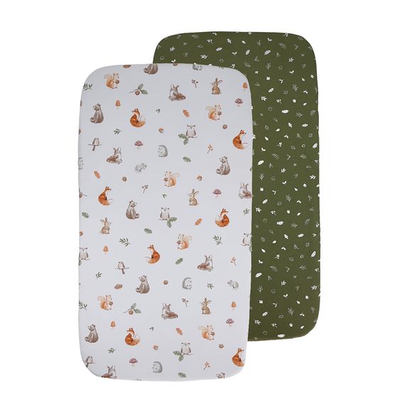 Living Textiles Organic Jersey Bedside Sleeper Fitted Sheet 2 Pack Fox & Friends