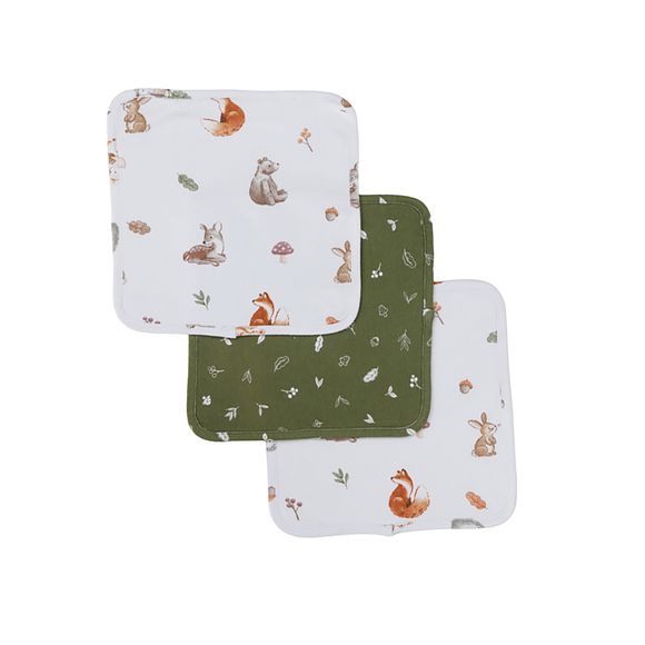 Living Textiles Organic Washcloths 3 Pack Fox & Friends