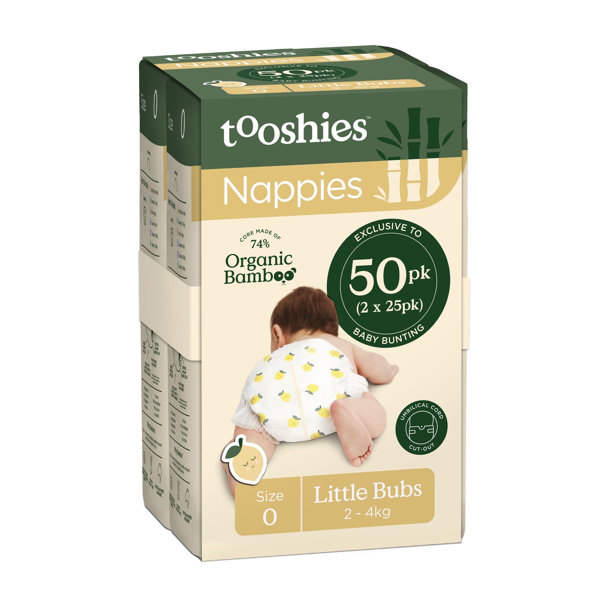 Tooshies Nappies Little Bubs 2-4Kg 50 Pack Size 0