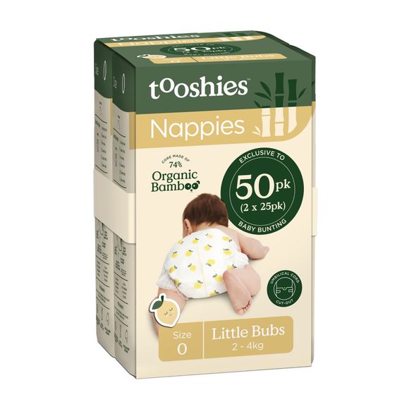 Tooshies Nappies Little Bubs 2-4Kg 50 Pack Size 0