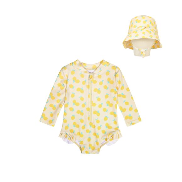Bilbi Baby Tide Paddle Suit & Swim Hat Set Pastel Yellow