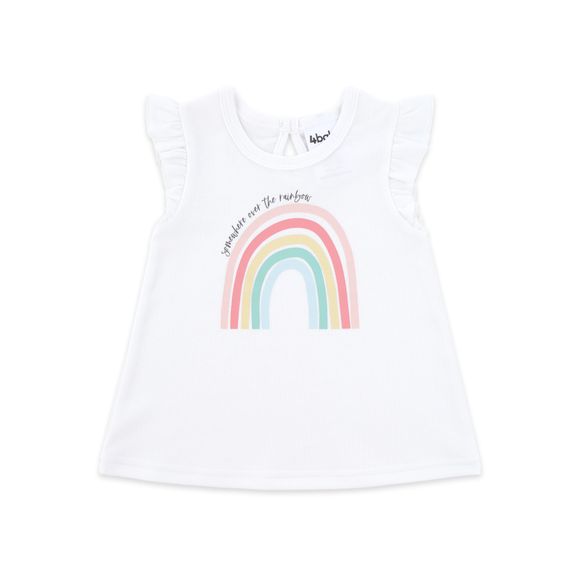 4baby Rainbow Ruffle Sleeve Tee White