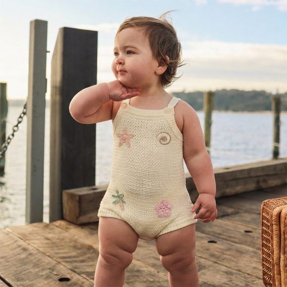 Kynd Baby Crochet Romper Coconut