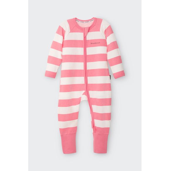 Bonds Coverall Horzontal Rugby Stripes Pink