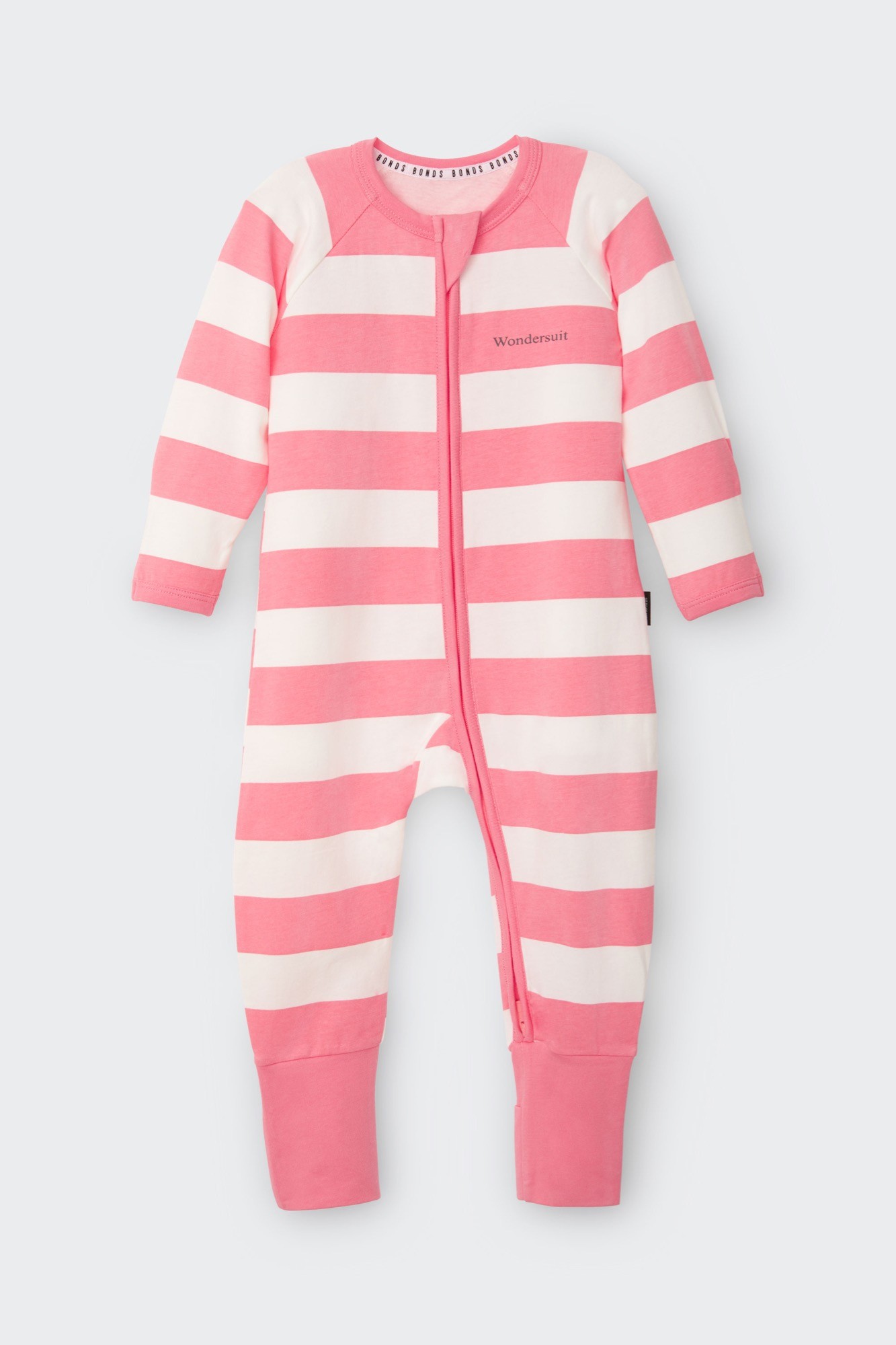 Bonds Coverall Horzontal Rugby Stripes Pink Size 0