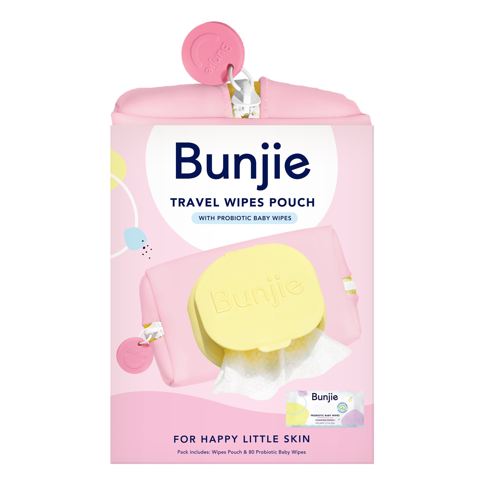 Bunjie Wipes Pouch & Baby Wipes 20 Pack Pink