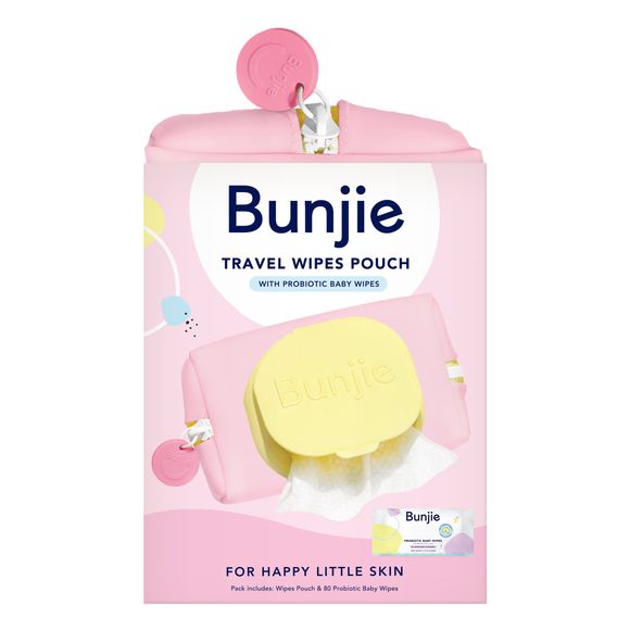 Bunjie Wipes Pouch & Baby Wipes 20 Pack Pink
