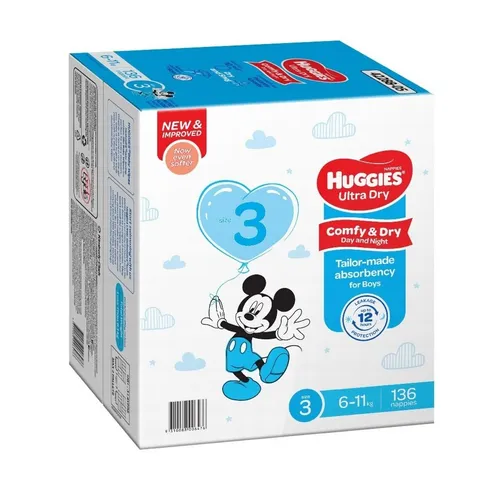 Huggies Nappies Mega Crawler Boy Size 136 Pack Baby Bunting AU