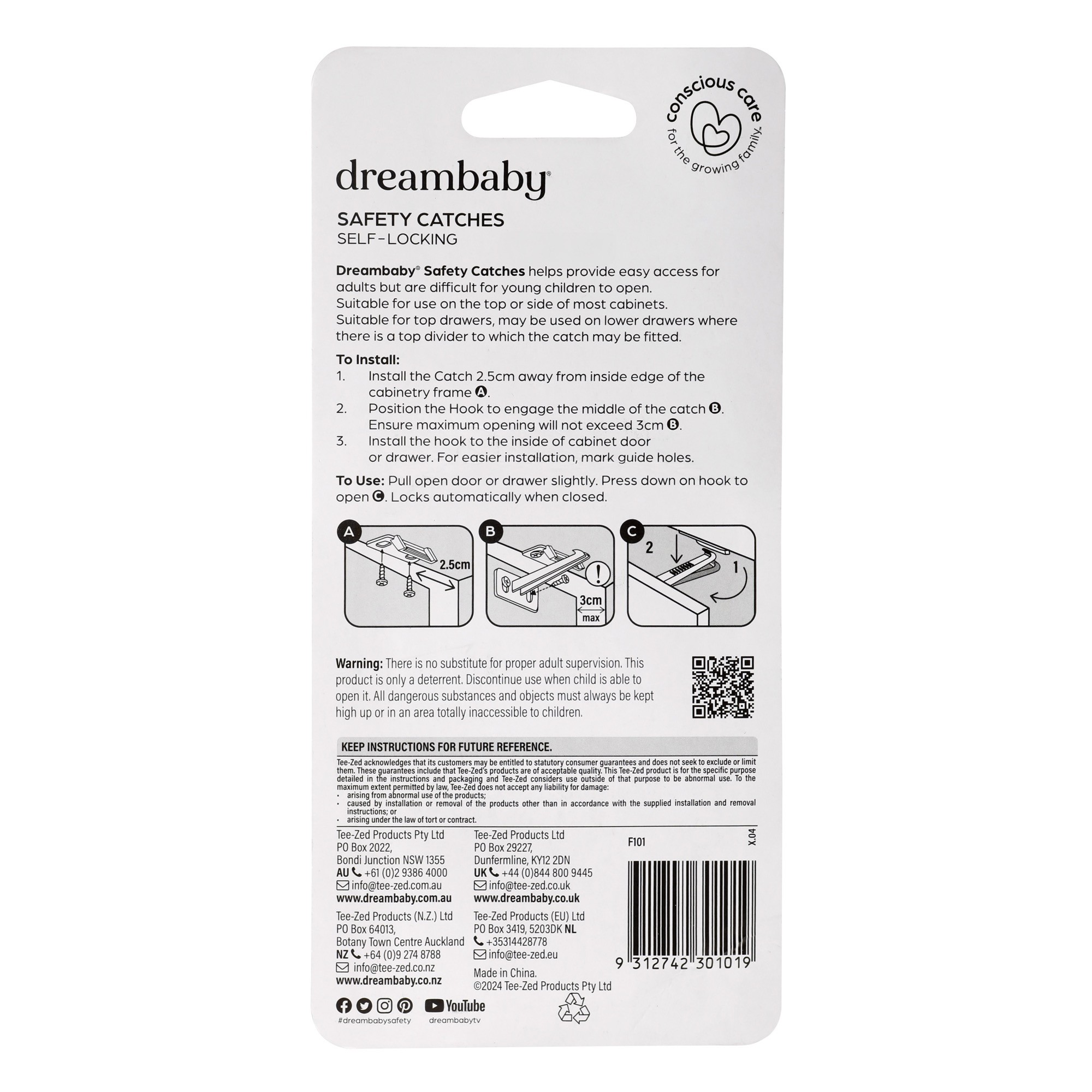 Dreambaby Safety Catches 6pk Latches, Locks & Plugs Baby Bunting AU