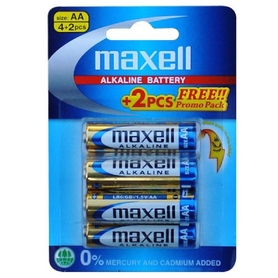 MAXELL AA Batteries 4 Pack + 2 Bonus
