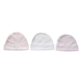 Playette Newborn Knitted Cap – Pink / White 3 Pack