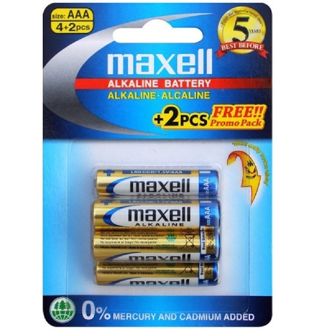 MAXELL AAA Batteries 4 Pack + 2 Bonus image 0 Large Image