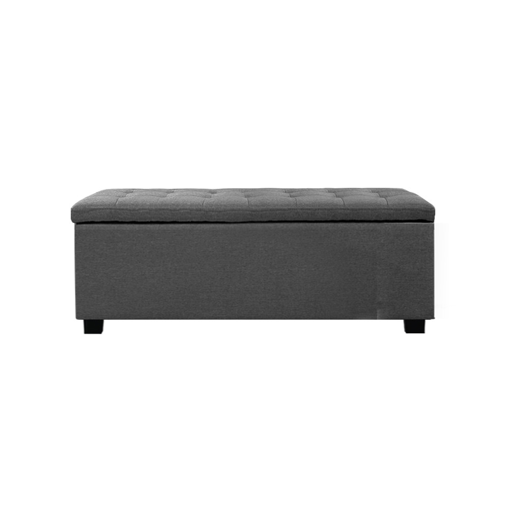 Artiss Storage Tuffed Ottoman 97cm Grey Glider Chairs & Ottomans
