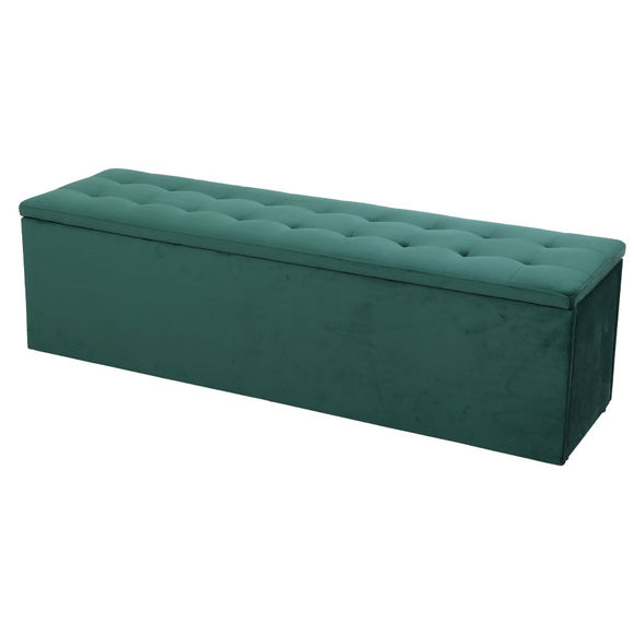 Artiss Velvet Storage Ottoman - 140cm x 40cm x 39cm Green