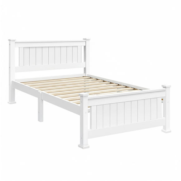 Artiss Bed Frame King Single Size Wooden White RIO
