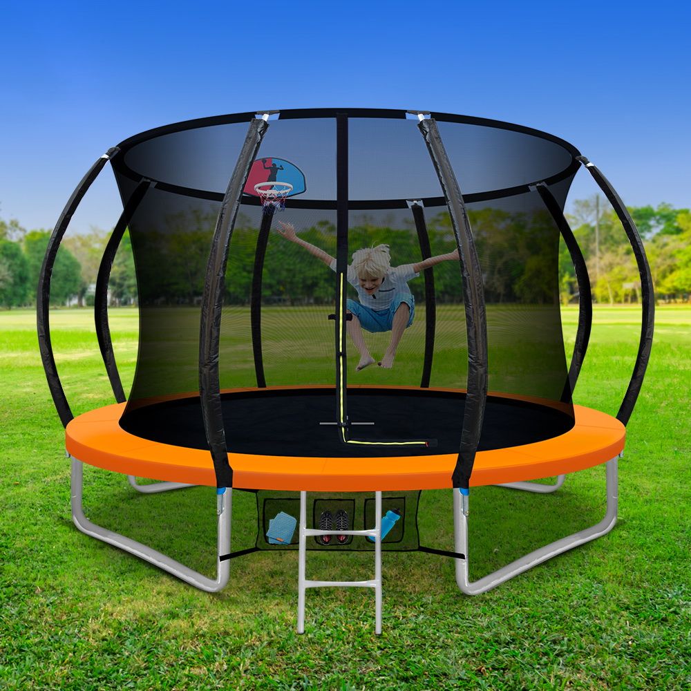 Everfit Trampoline Round With Basketball Hoop 10ft - Orange ...