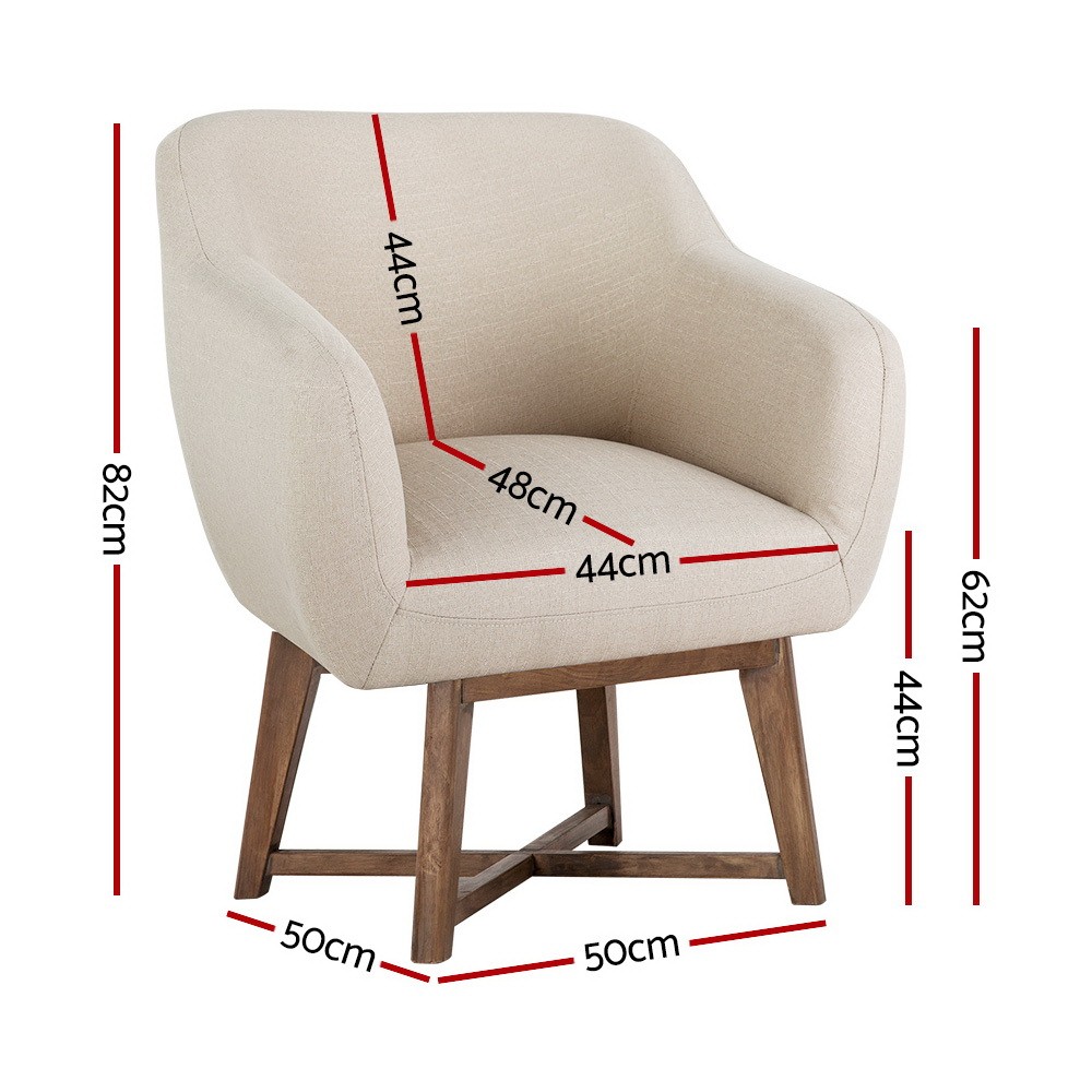 Artiss Fabric Rub Lounge Armchair Beige Glider Chairs Ottomans Baby Bunting AU