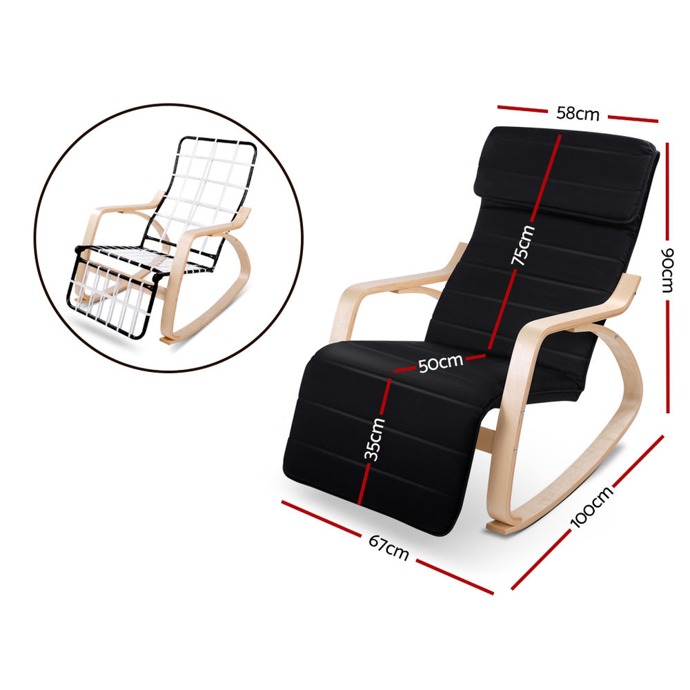 Artiss Rocking Armchair Black Baby Bunting AU