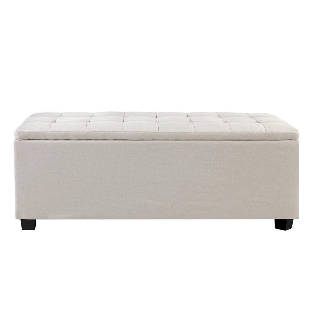 Layby Artiss Storage Ottoman Blanket Box Teddy Fabric Chest Toy Foot Stool  Couch White Online