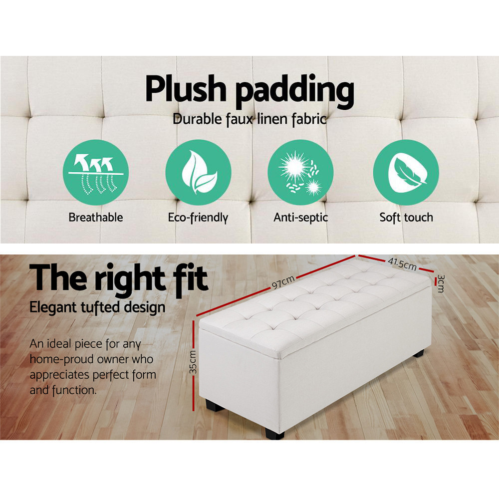 Artiss Storage Ottoman Beige Glider Chairs & Ottomans Baby Bunting AU