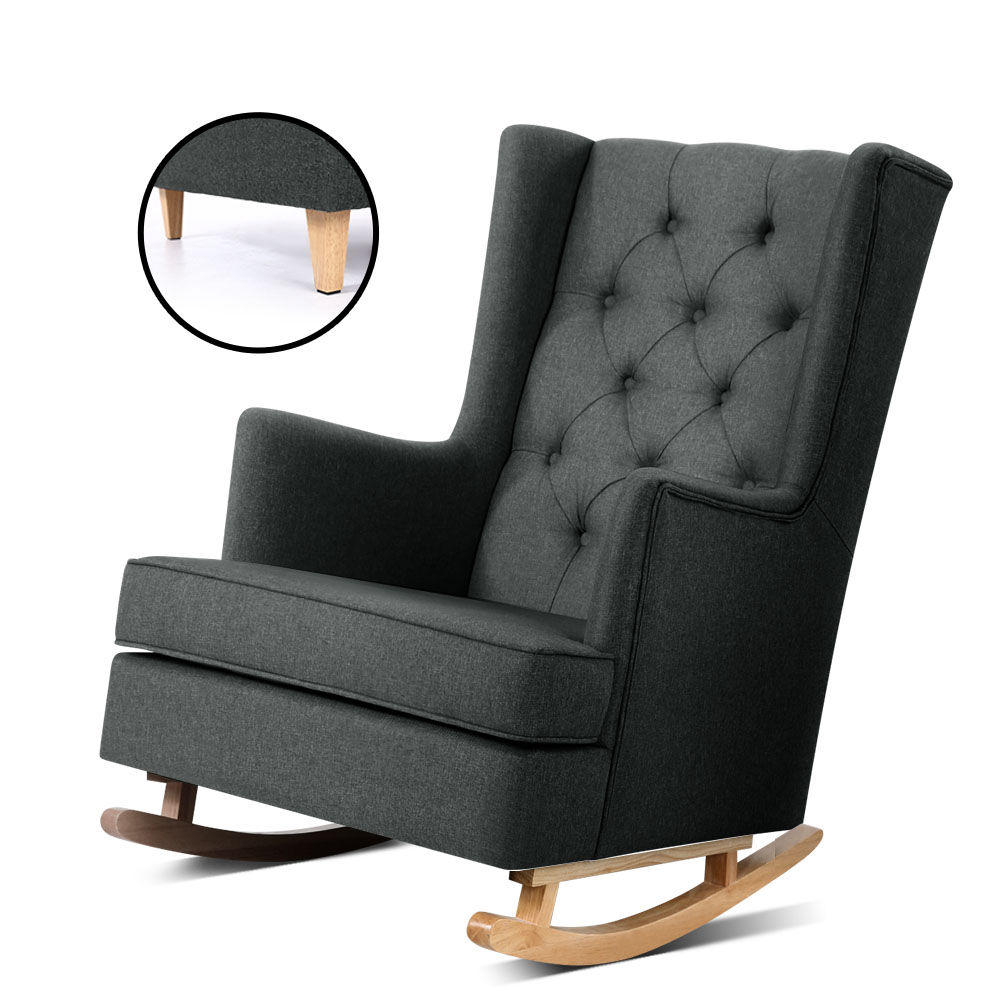 Artiss Rocking Armchair Feeding Chair Charcoal Glider Chairs