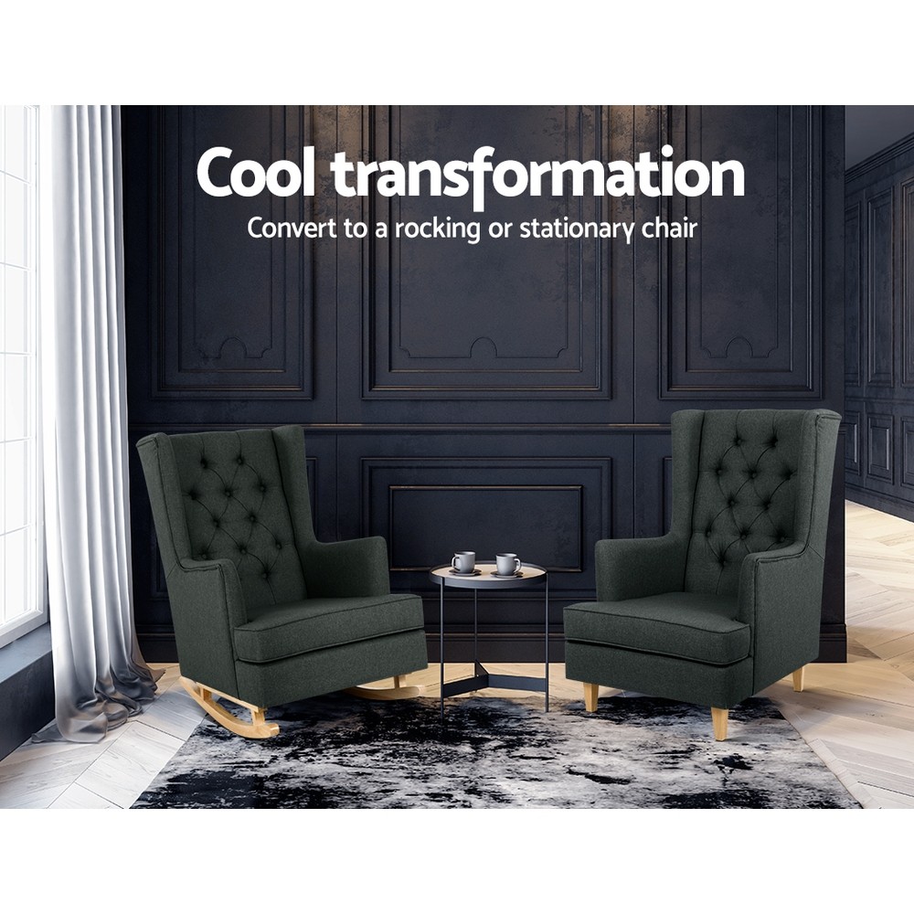 Artiss Rocking Armchair Feeding Chair Charcoal Glider Chairs