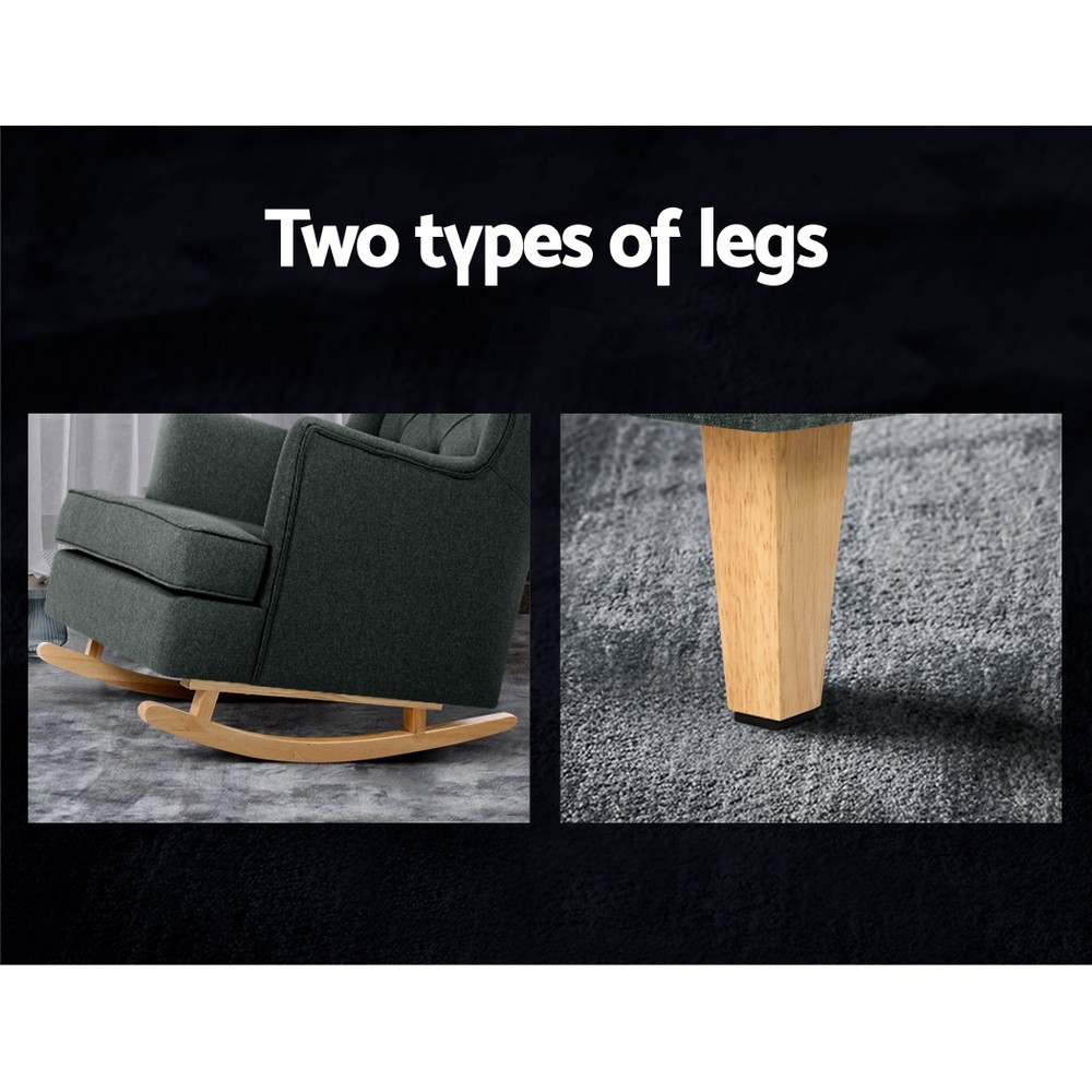 Artiss Rocking Armchair Feeding Chair Charcoal Glider Chairs