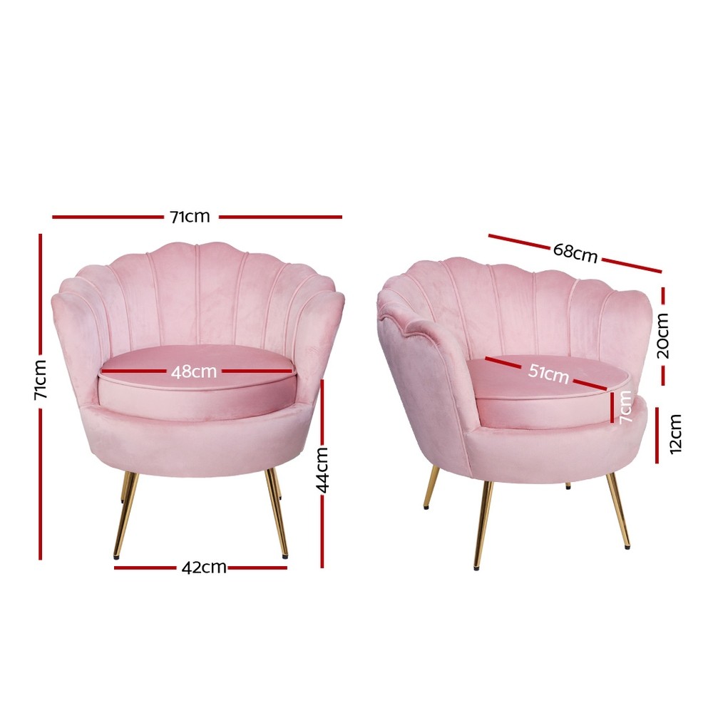 Artiss Velvet Shell Back Armchair Pink Glider Chairs & Ottomans