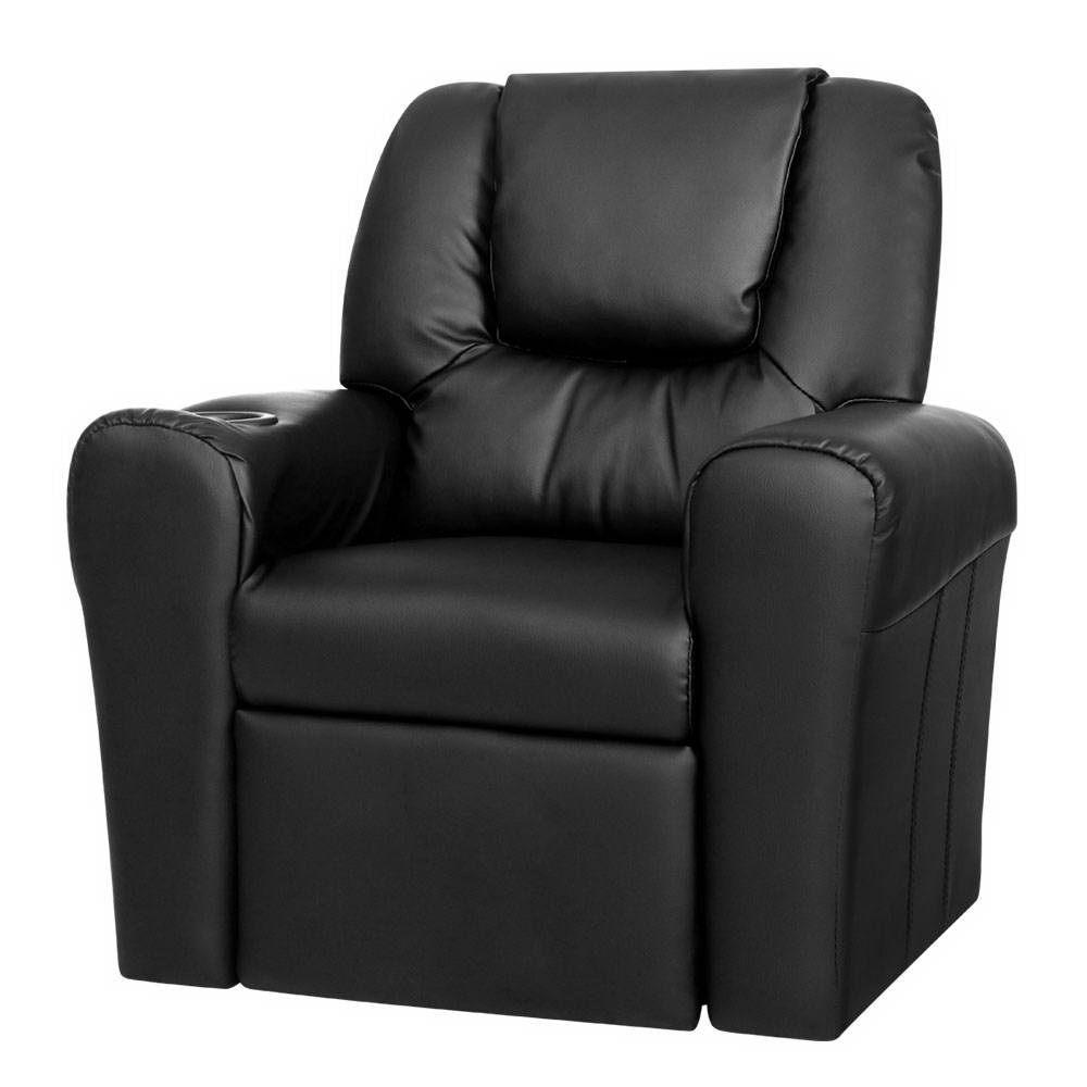 Keezi Kids Luxury Recliner Sofa Black Glider Chairs Ottomans